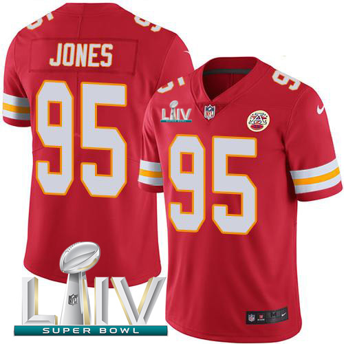 Chiefs #95 Chris Jones Red Super Bowl LIV 2020 Team Color Men's Stitched Vapor Untouchable Limited Jersey