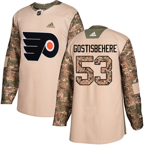 Adidas Philadelphia Flyers #53 Shayne Gostisbehere Camo Authentic 2017 Veterans Day Stitched Jersey Men's