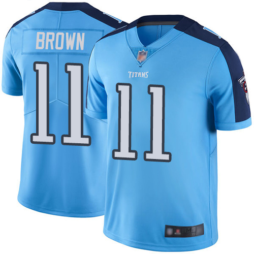 Tennessee Titans #11 A.J. Brown Light Blue Youth Stitched Limited Rush Jersey Youth
