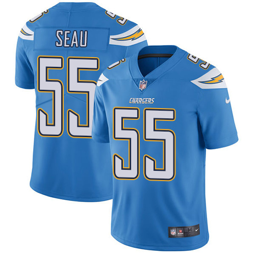 Los Angeles Chargers #55 Junior Seau Electric Blue Alternate Men's Stitched Vapor Untouchable Limited Jersey Men's
