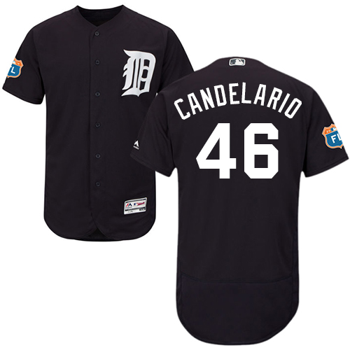 Detroit Tigers #46 Jeimer Candelario Navy Blue Flexbase Authentic Collection Stitched Jersey Men's