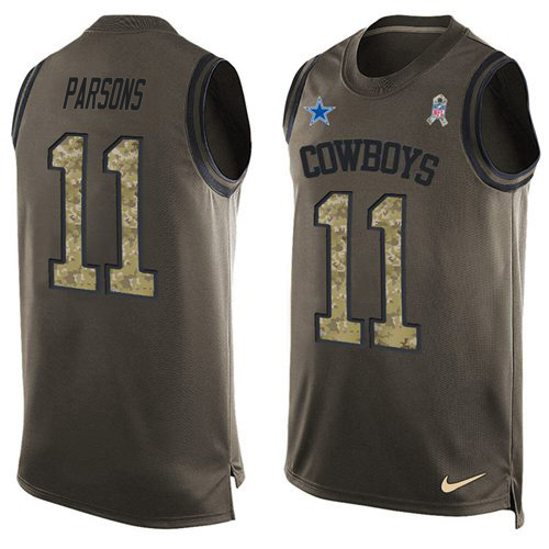 Cowboys #11 Micah Parsons Green Men's Stitched Limited Salute To Service Tank Top Jersey