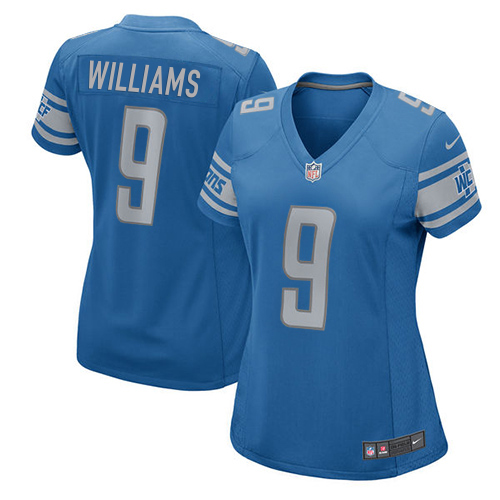 Lions #9 Jameson Williams Light Blue Team Color Women's Stitched Elite Jersey