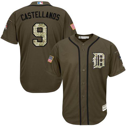 Detroit Tigers #9 Nick Castellanos Green Salute to Service Stitched Youth Jersey Youth