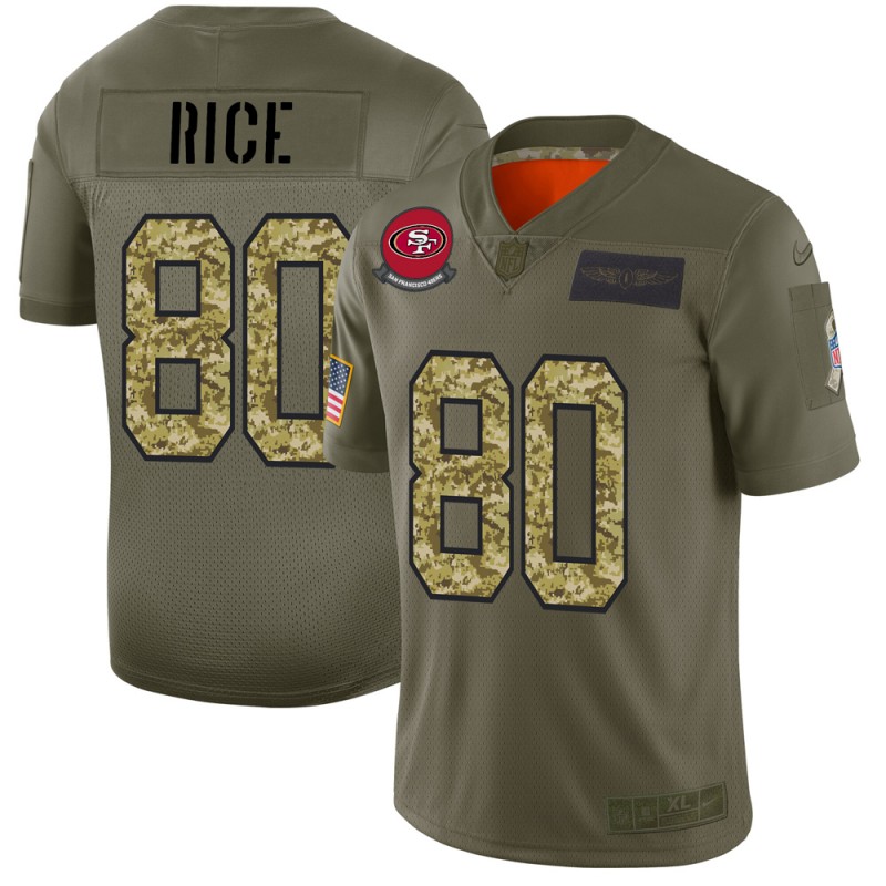 San Francisco 49ers #80 Jerry Rice Men's 2019 Olive Camo Salute To Service Limited Jersey