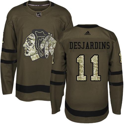 Adidas Chicago Blackhawks #11 Andrew Desjardins Green Salute to Service Stitched Jersey Men's