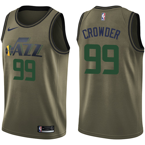 Utah Jazz #99 Jae Crowder Green Salute to Service Youth Swingman Jersey Youth