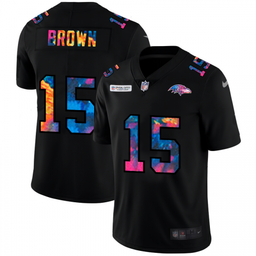 Baltimore Baltimore Ravens #15 Marquise Brown Men's Multi-Color Black 2020 Crucial Catch Vapor Untouchable Limited Jersey Men's