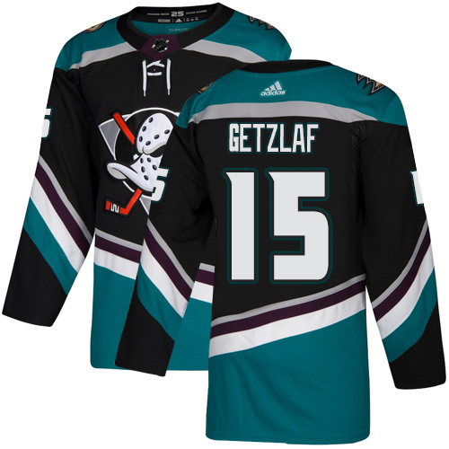 Adidas Anaheim Ducks #15 Ryan Getzlaf Black/Teal Alternate Authentic Stitched Jersey Men's