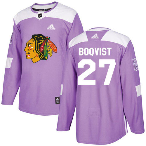 Adidas Chicago Blackhawks #27 Adam Boqvist Purple Authentic Fights Cancer Stitched Youth Jersey Youth