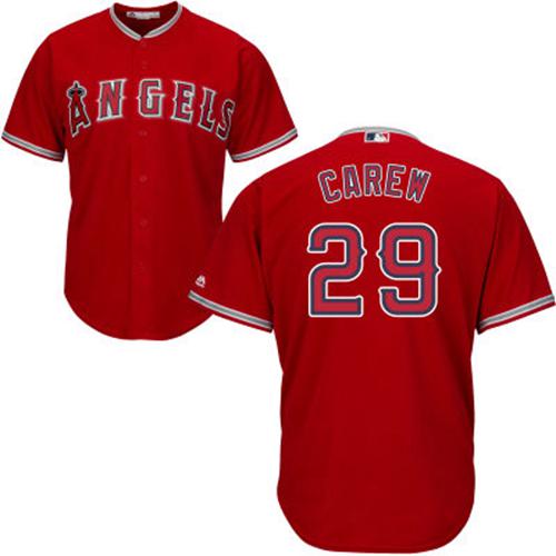 Los Angeles Angels #29 Rod Carew Red Cool Base Stitched Youth Jersey Youth
