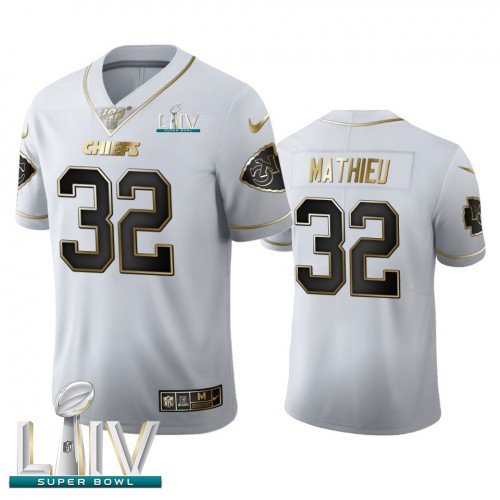 Kansas City Kansas City Chiefs #32 Tyrann Mathieu Men's White Golden Super Bowl LIV 2020 Edition Vapor Limited 100 Jersey Men's