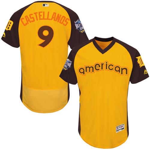 Detroit Tigers #9 Nick Castellanos Gold Flexbase Authentic Collection 2016 All-Star American League Stitched Jersey Men's