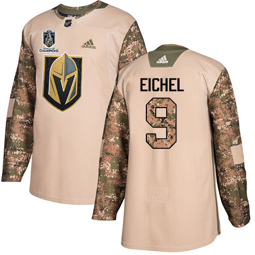 Adidas Golden Knights #9 Jack Eichel Camo Authentic 2023 Stanley Cup Champions Veterans Day Stitched Jersey