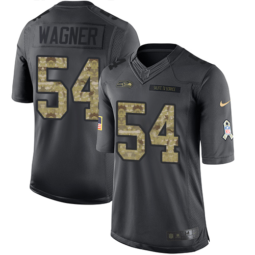 Seattle Seahawks #54 Bobby Wagner Black Men's Stitched Limited 2016 Salute to Service Jersey Men's