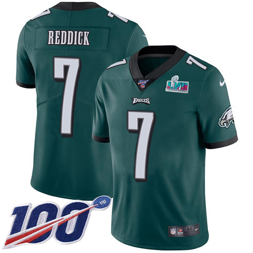 Eagles #7 Haason Reddick Green Team Color Super Bowl LVII Patch Men's Stitched 100th Season Vapor Untouchable Limited Jersey