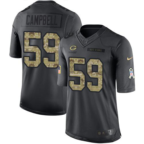 Green Bay Packers #59 De'Vondre Campbell Black Men's Stitched Limited 2016 Salute To Service Jersey Men's