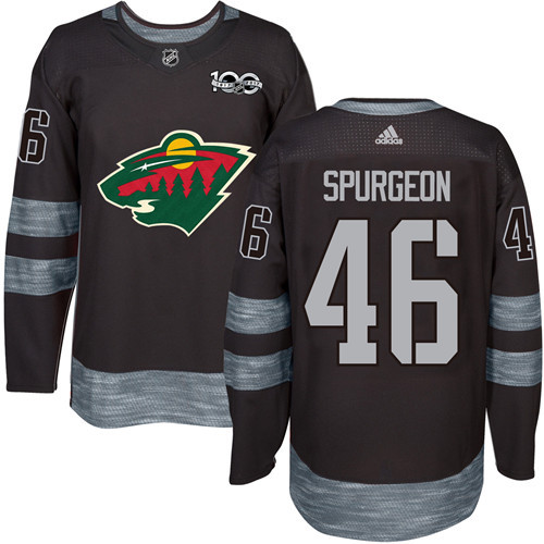 Adidas Minnesota Wild #46 Jared Spurgeon Black 1917-2017 100th Anniversary Stitched Jersey Men's