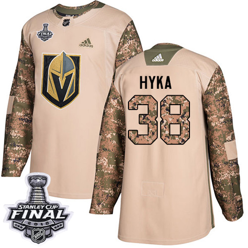 Adidas Golden Vegas Golden Knights #38 Tomas Hyka Camo Authentic 2017 Veterans Day 2018 Stanley Cup Final Stitched Jersey Men's