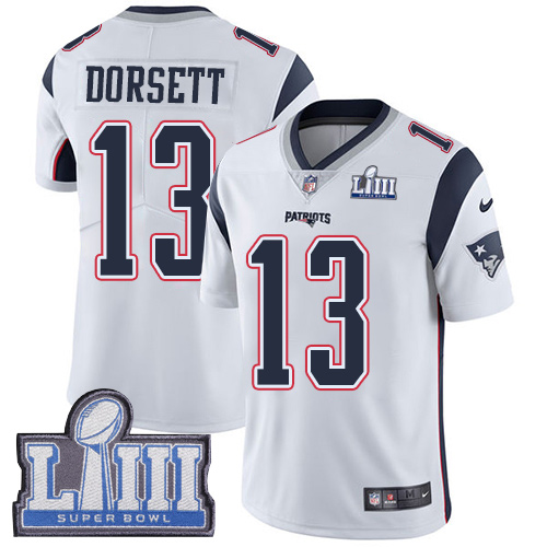 New England Patriots #13 Phillip Dorsett White Super Bowl LIII Bound Youth Stitched Vapor Untouchable Limited Jersey Youth