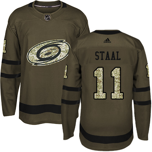 Adidas Carolina Hurricanes #11 Jordan Staal Green Salute to Service Stitched Youth Jersey Youth