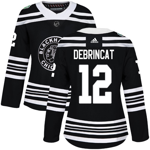 Adidas Chicago Blackhawks #12 Alex DeBrincat Black Authentic 2019 Winter Classic Women's Stitched Jersey Womens