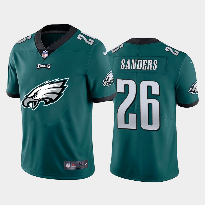 Philadelphia Eagles #26 Miles Sanders Green Men's Big Team Logo Vapor Limited Jersey