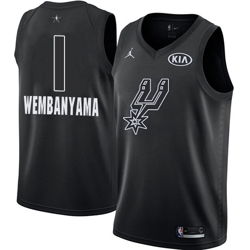San Antonio Spurs #1 Victor Wembanyama Black Jordan Swingman 2018 All-Star Game Jersey