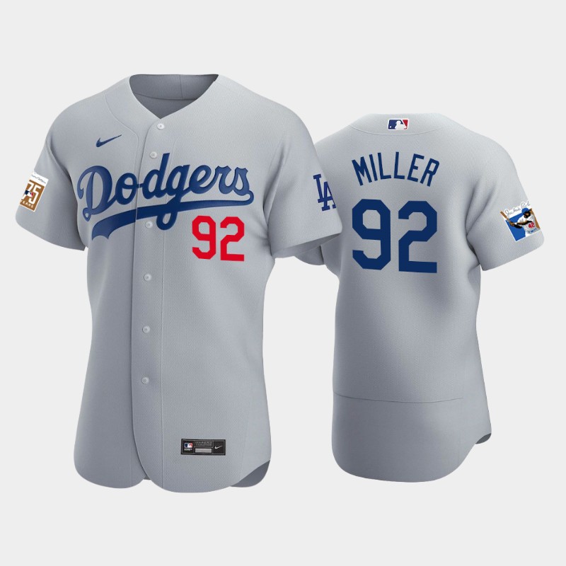 Los Angeles Dodgers #92 Bobby Miller Men's Jackie Robinson 75th Anniversary Authentic Jersey - Gray