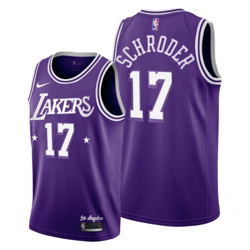 Los Angeles Los Angeles Lakers #17 Dennis Schroder Mens 2021-22 City Edition Purple Jersey Mens