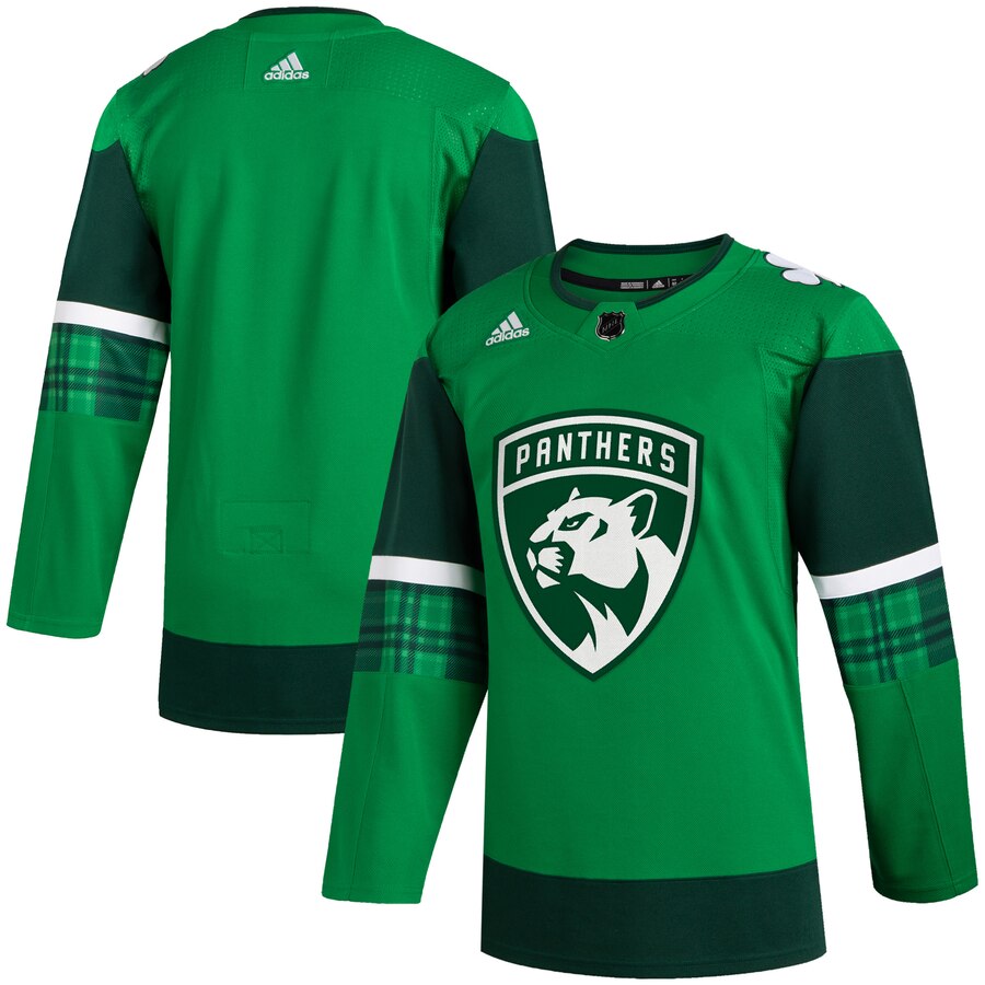 Florida Panthers Blank Men's Adidas 2020 St. Patrick's Day Stitched Jersey Green.Jpg