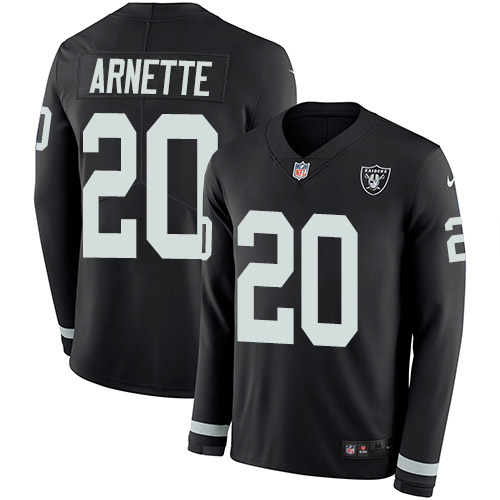 Las Vegas Raiders #20 Damon Arnette Black Team Color Men's Stitched Limited Therma Long Sleeve Jersey Men's