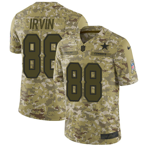 Cowboys #88 Michael Irvin Camo Youth Stitched Limited 2018 Salute To Service Jersey