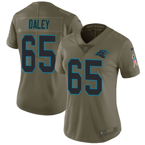 Carolina Panthers #65 Dennis Daley Olive Women's Stitched Limited 2017 Salute To Service Jersey Womens