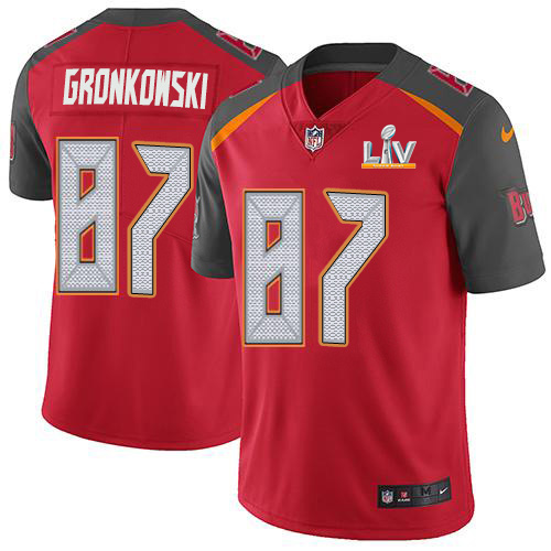 Buccaneers #87 Rob Gronkowski Red Team Color Men's Super Bowl LV Bound Stitched Vapor Untouchable Limited Jersey