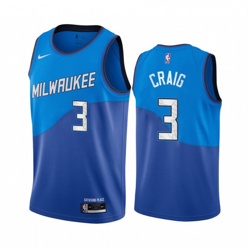 Milwaukee Bucks #3 Torrey Craig Blue Swingman 2020-21 City Edition Jersey Mens