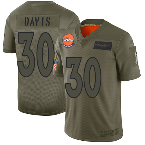 Denver Broncos #30 Terrell Davis Camo Youth Stitched Limited 2019 Salute to Service Jersey Youth