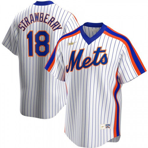 New York New York Mets #18 Darryl Strawberry Home Cooperstown Collection Player Jersey White Men's