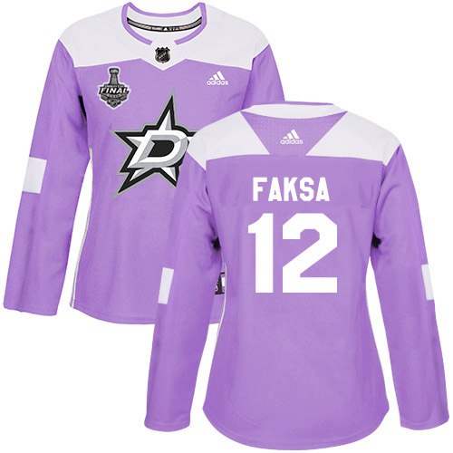 Adidas Dallas Stars #12 Radek Faksa Purple Authentic Fights Cancer Women's 2020 Stanley Cup Final Stitched Jersey Womens