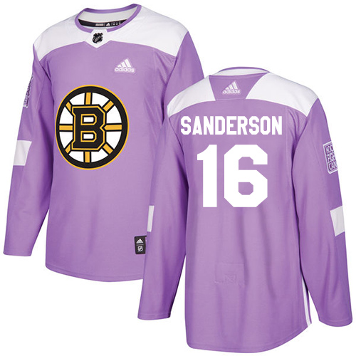Adidas Boston Bruins #16 Derek Sanderson Purple Authentic Fights Cancer Stitched Jersey Men's