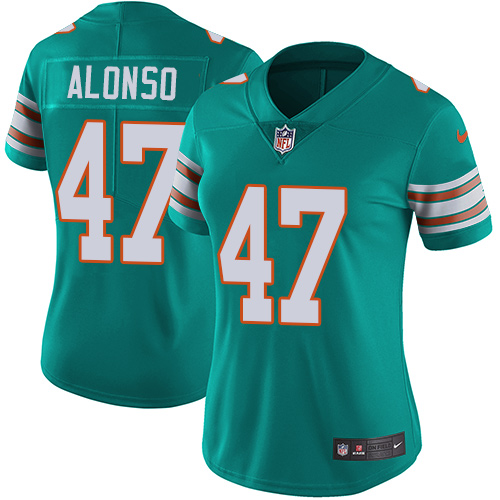 Miami Dolphins #47 Kiko Alonso Aqua Green Alternate Women's Stitched Vapor Untouchable Limited Jersey Womens