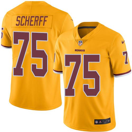 Washington Commanders #75 Brandon Scherff Gold Youth Stitched Limited Rush Jersey Youth
