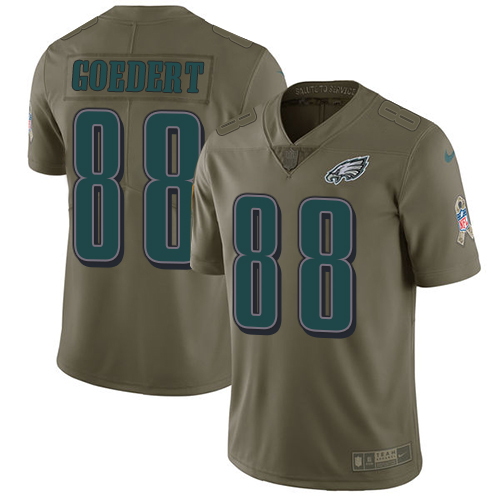 Eagles #88 Dallas Goedert Olive Men's Stitched Limited 2017 Salute To Service Jersey