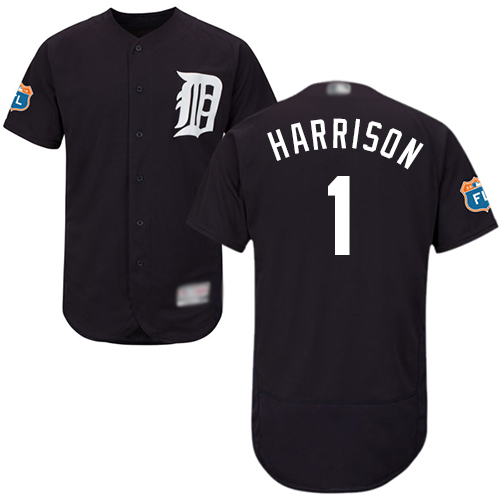 Detroit Tigers #1 Josh Harrison Navy Blue Flexbase Authentic Collection Stitched Jersey Men's