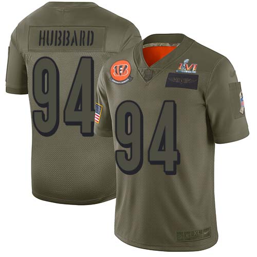 Bengals #94 Sam Hubbard Camo Super Bowl LVI Patch Youth Stitched Limited 2019 Salute To Service Jersey