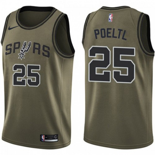 San Antonio Spurs #25 Jakob Poeltl Green Youth Swingman Salute to Service Jersey Youth