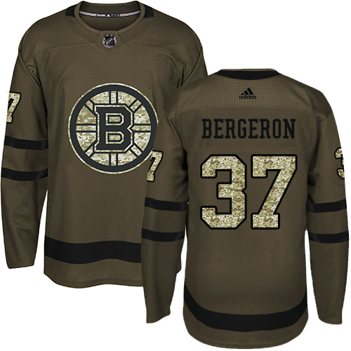 Adidas Boston Bruins #37 Patrice Bergeron Green Salute to Service Stitched Jersey Men's