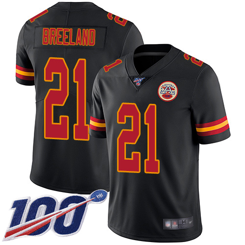 Kansas City Chiefs #21 Bashaud Breeland Black Men's Stitched Limited Rush 100th Season Jersey Men's