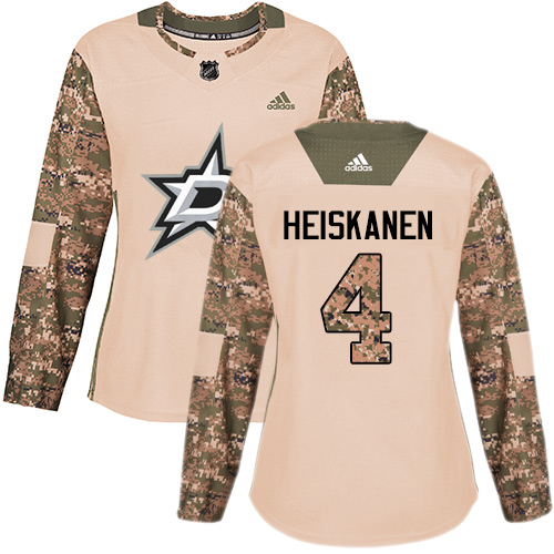 Adidas Dallas Stars #4 Miro Heiskanen Camo Authentic 2017 Veterans Day Women's Stitched Jersey Womens