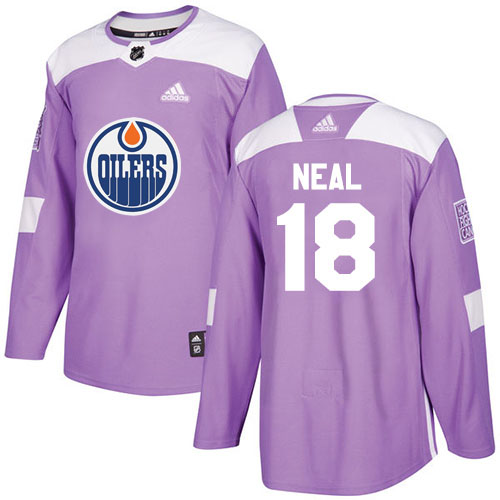 Adidas Edmonton Oilers #18 James Neal Purple Authentic Fights Cancer Stitched Jersey Men's
